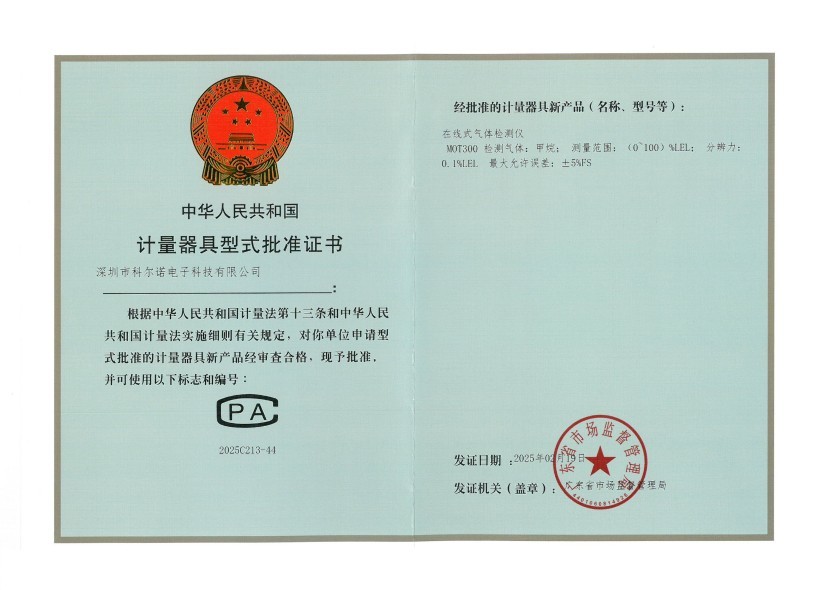 CPA-MOT300计量器具型式批准证书
