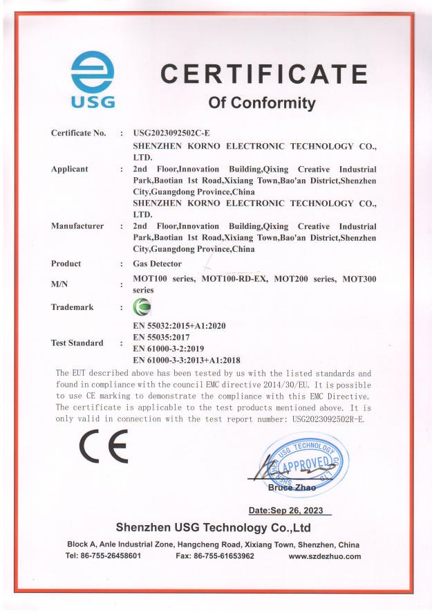 MOT100 CE认证-证书编号USG2023092502C-E